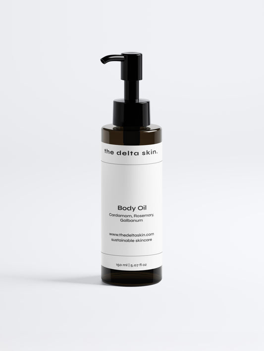 Body Oil Cardamom, Rosemary, Galbanum. Volume 150 ml / 5.07 oz